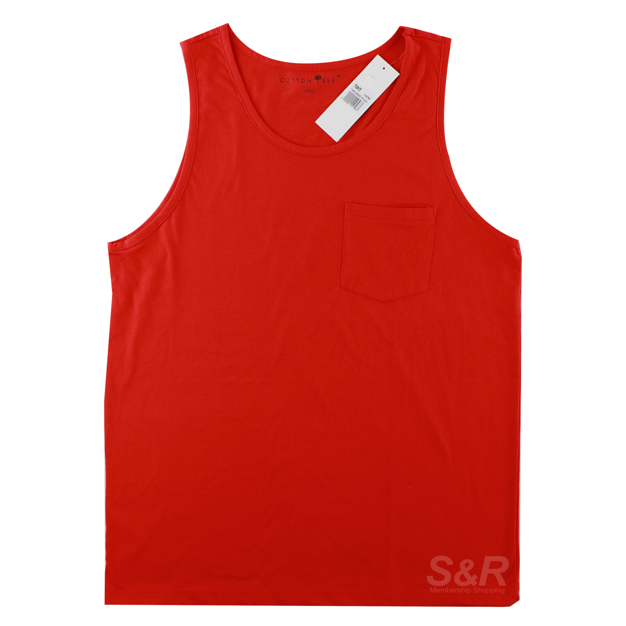 Cotton Tree Men's Tank Top with Pocket Large Size 1pc